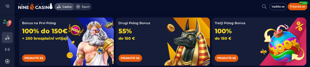 Nine casino Bonus