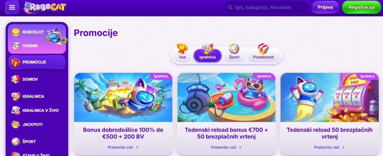 Bonusi in promocije na Robocatu