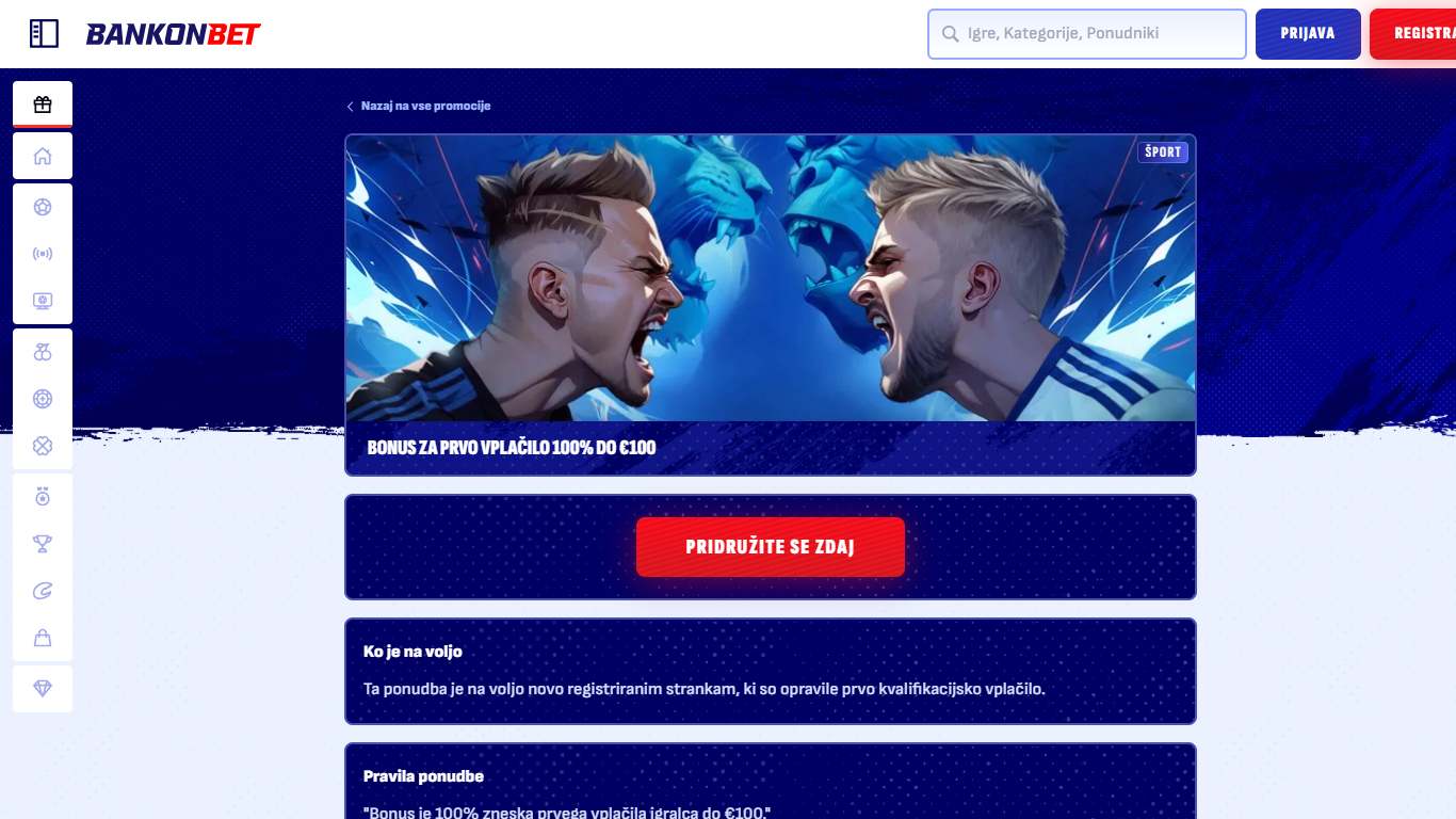 Bankonbet Bookmaker Welcome Sport Betting Bonus v Sloveniji, hellspincasino-jackpot.com