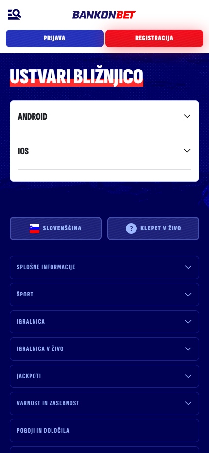 Bankonbet Mobile App v Sloveniji (mobile screen), hellspincasino-jackpot.com