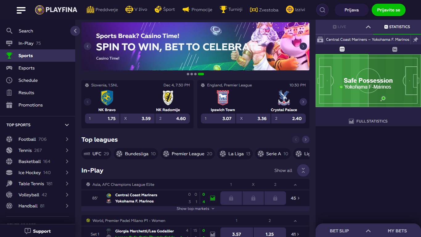 Playfina Sport Betting Slovenia, hellspincasino-jackpot.com