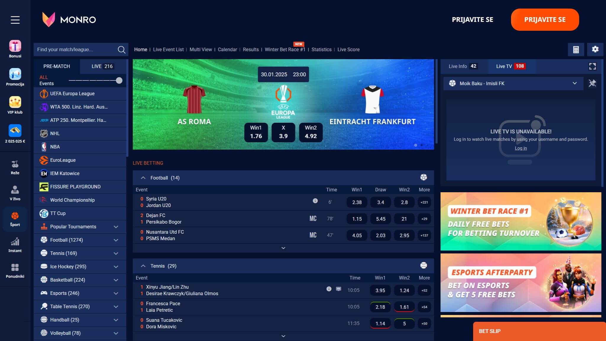 Monro Bookmaker Sport Betting Slovenia, hellspincasino-jackpot.com