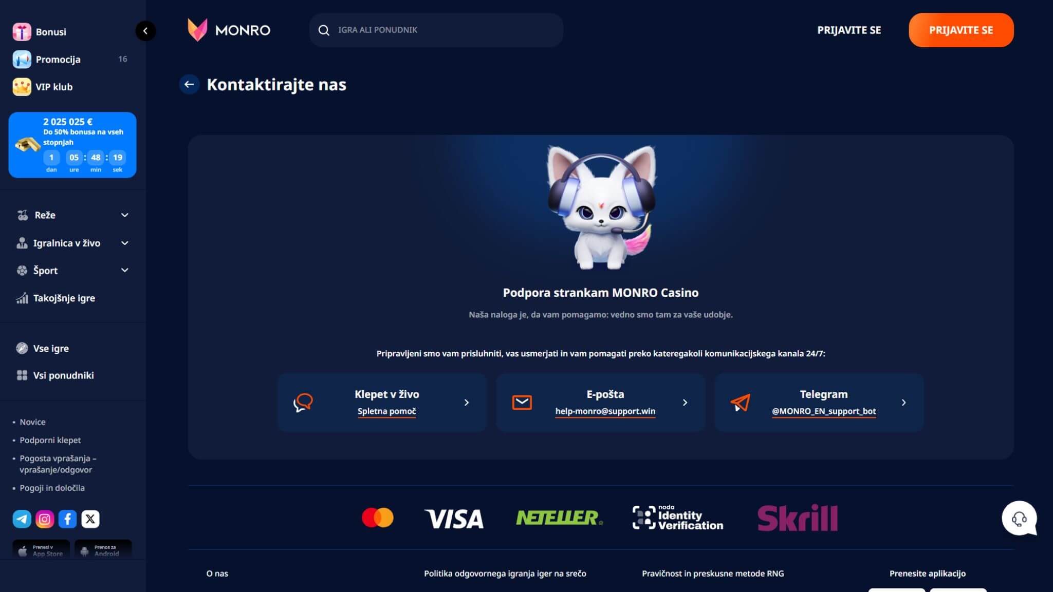 Monro Bookmaker Support Slovenia, hellspincasino-jackpot.com