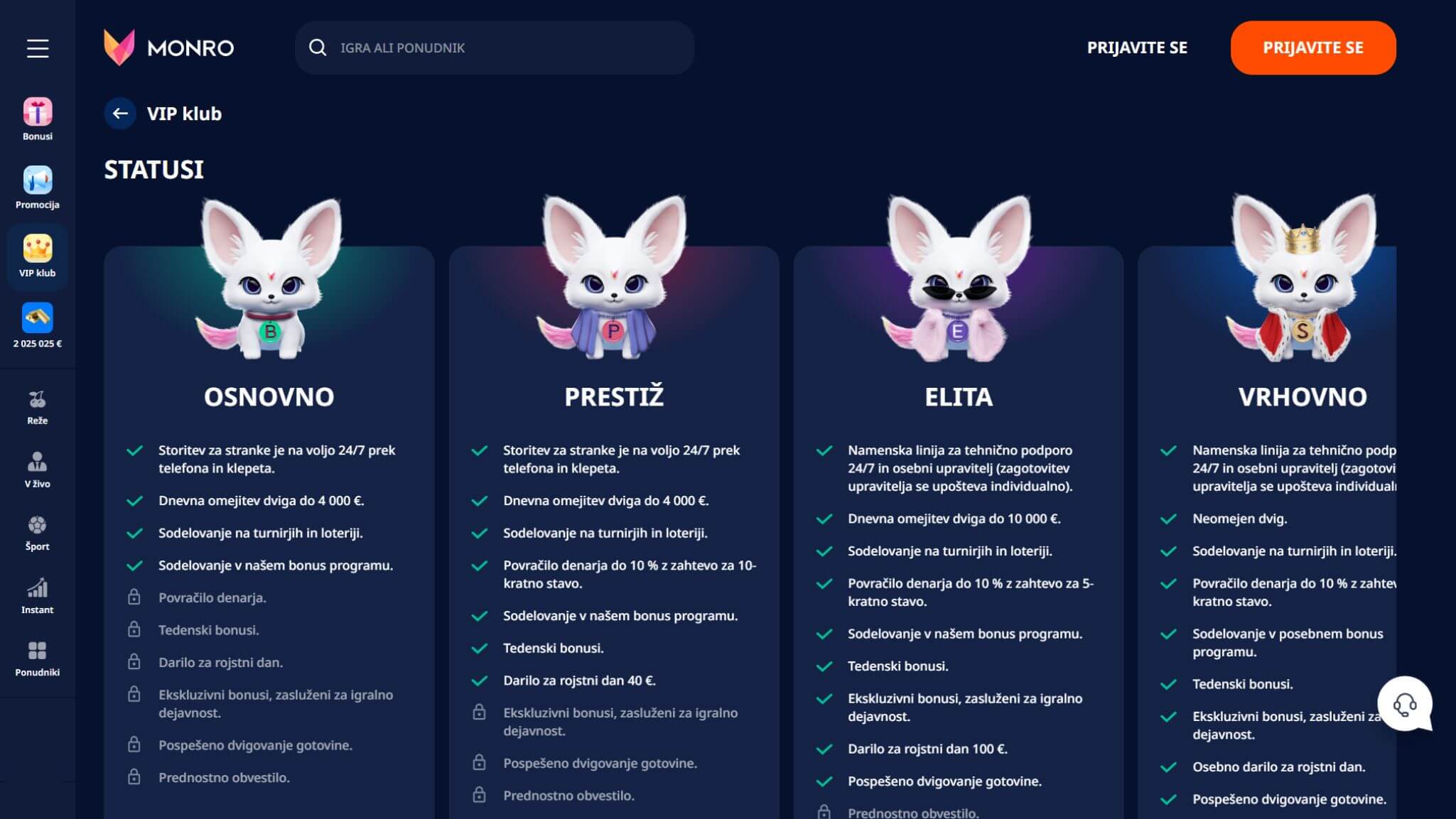 Monro Vip program Slovenia, hellspincasino-jackpot.com
