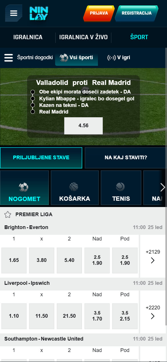 Ponudba športnih stav