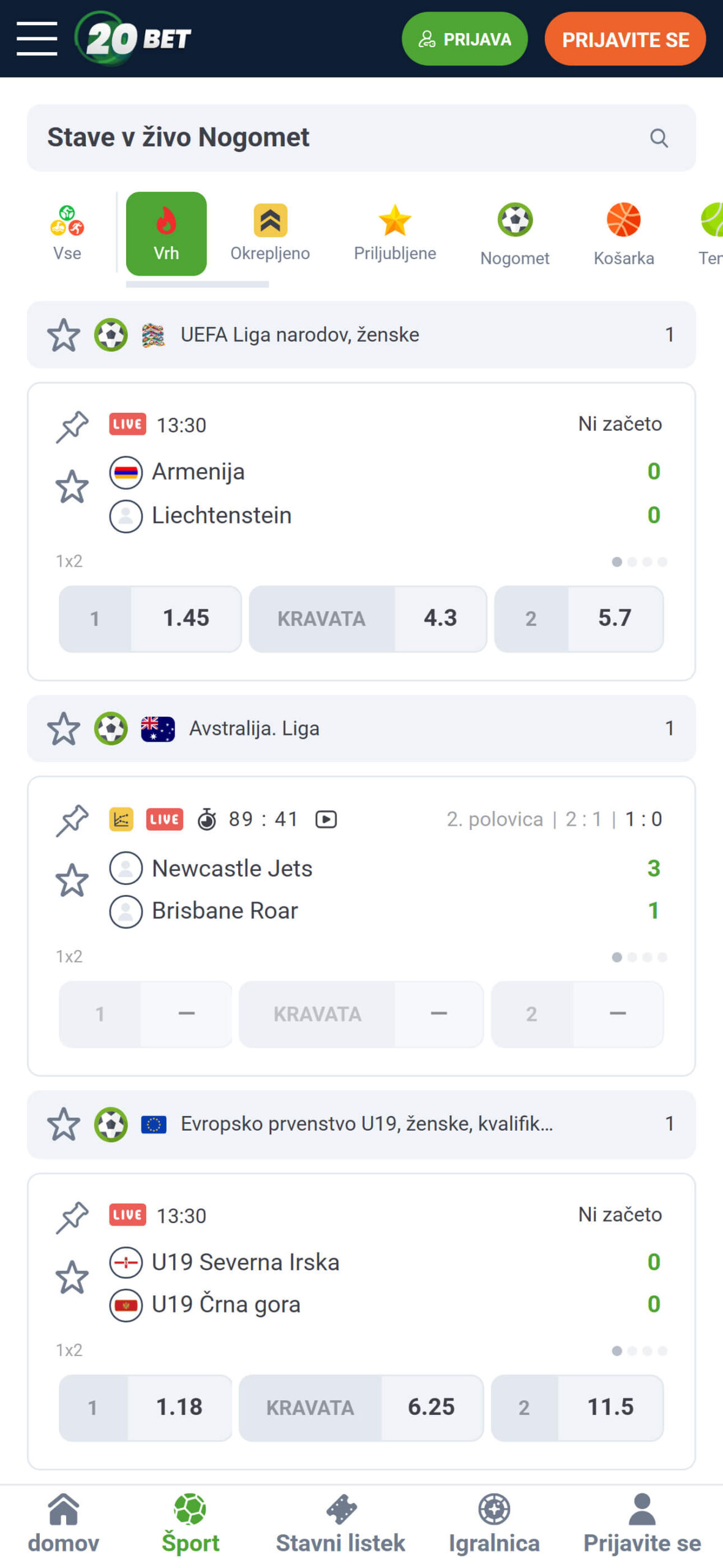 20bet Bookmaker Live Sport Betting Slovenia (mobile), hellspincasino-jackpot.com