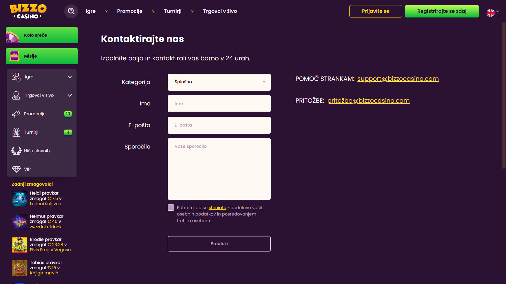 Bizzo Casino Support, hellspincasino-jackpot.com