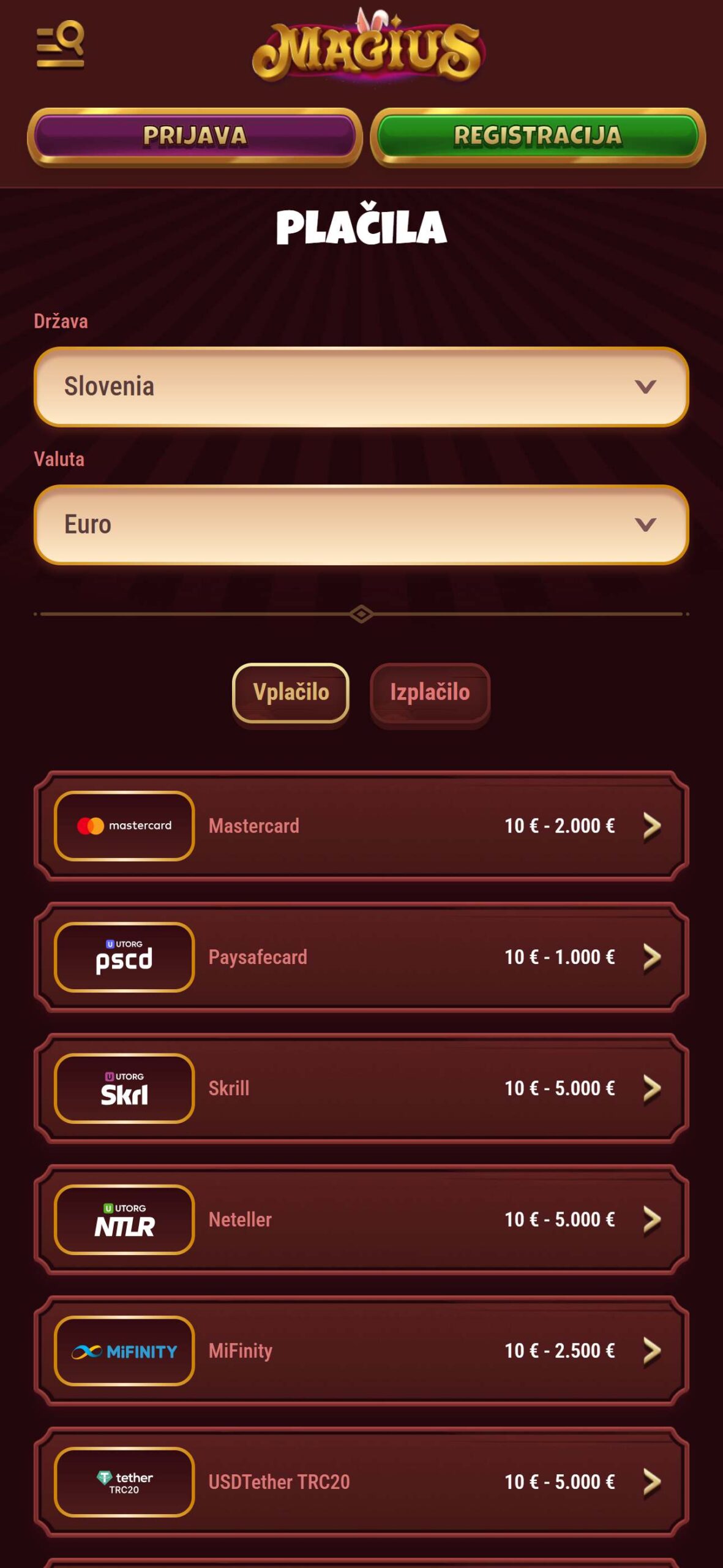 Magius Payment Methods in Slovenia (mobile), hellspincasino-jackpot.com