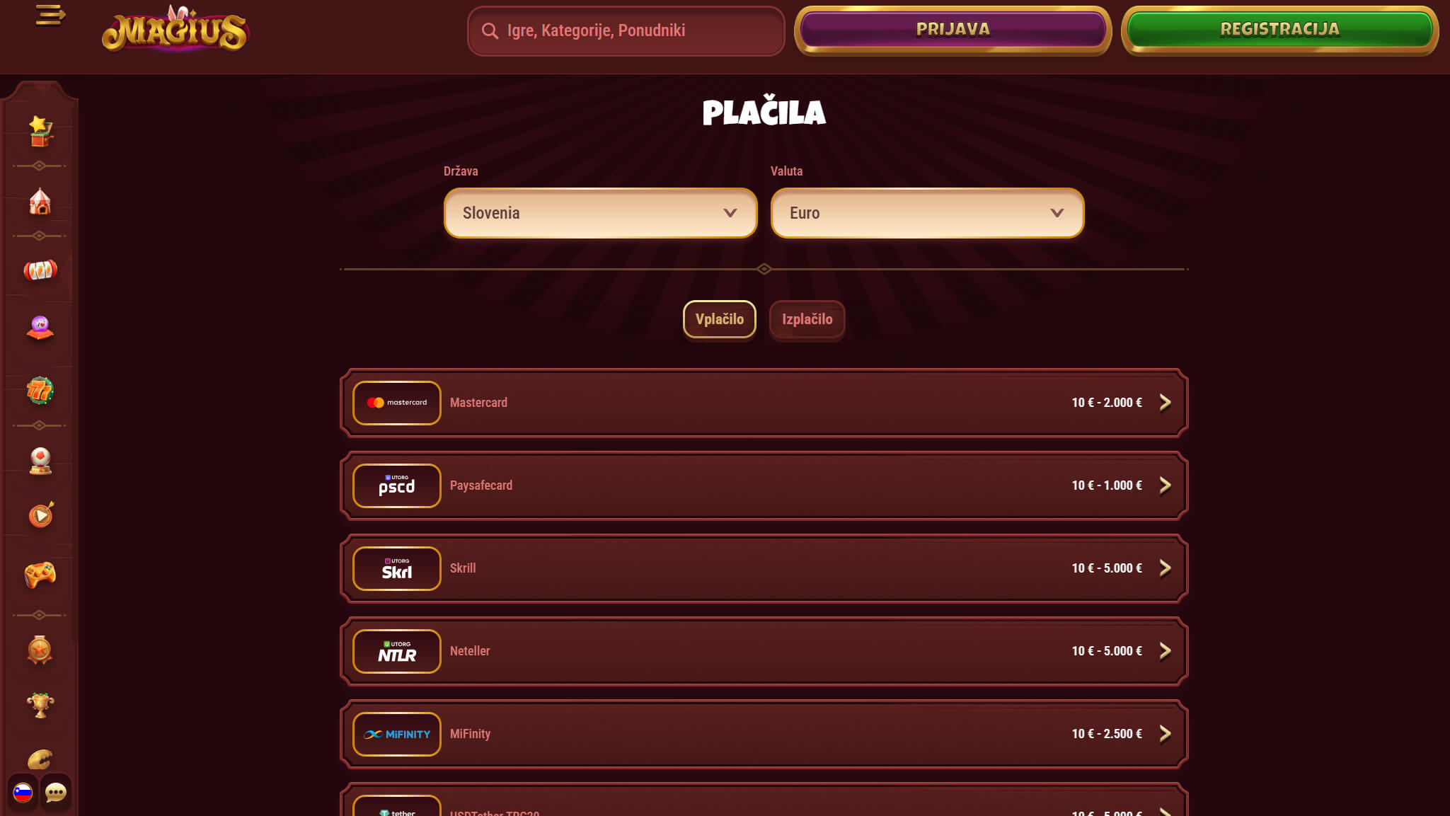 Magius Payment Methods in Slovenia, hellspincasino-jackpot.com