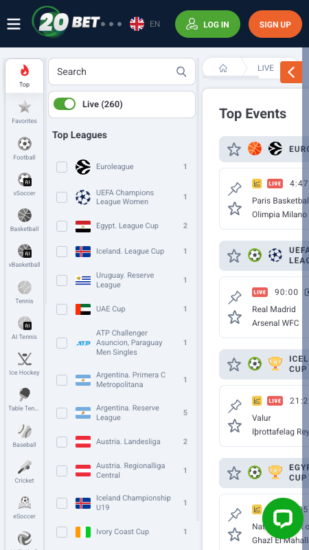 20Bet Bookmaker